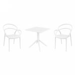 Mila Dining Set with Sky 27" Square Table White S085108
