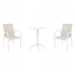 Pacific Bistro Set with Octopus 24" Round Table White and Taupe S023160