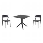 Snow Dining Set with Sky 31" Square Table Black ISP1066S