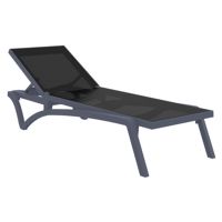 Pacific Stacking Sling Chaise Lounge Dark Gray - Black ISP089