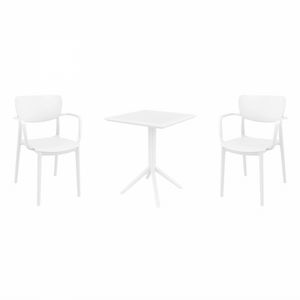 Lisa Bistro Set with Sky 24" Square Folding Table White S126114